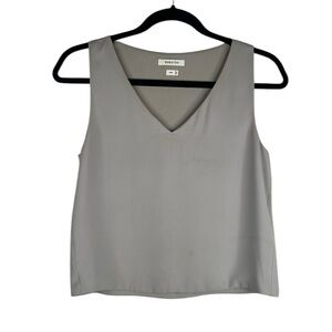 Babaton Tan V-Neck Classic Cropped Sleeveless Modern Minimalist Top Size XXS